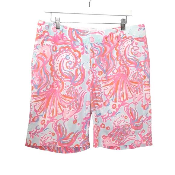 Lilly Pulitzer Chipper Shorts Too Much Bubbly Bermuda Short Womens 10 Preppy - Picture 1 of 10